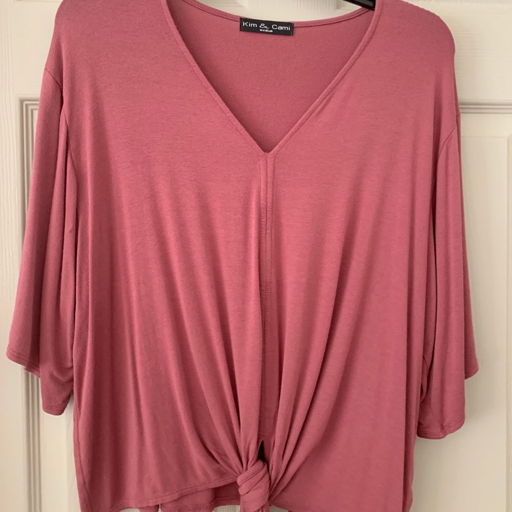 Mauve tie front top